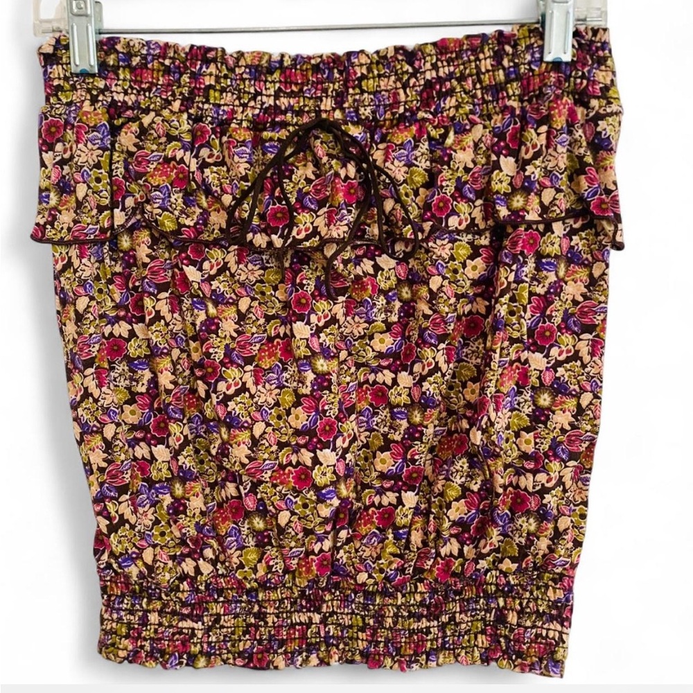 VINTAGE CELINE BY CHAMPION FLORAL EARTHY BOHO PEASANT PRAIRIE TUBE TOP SIZE 1XL